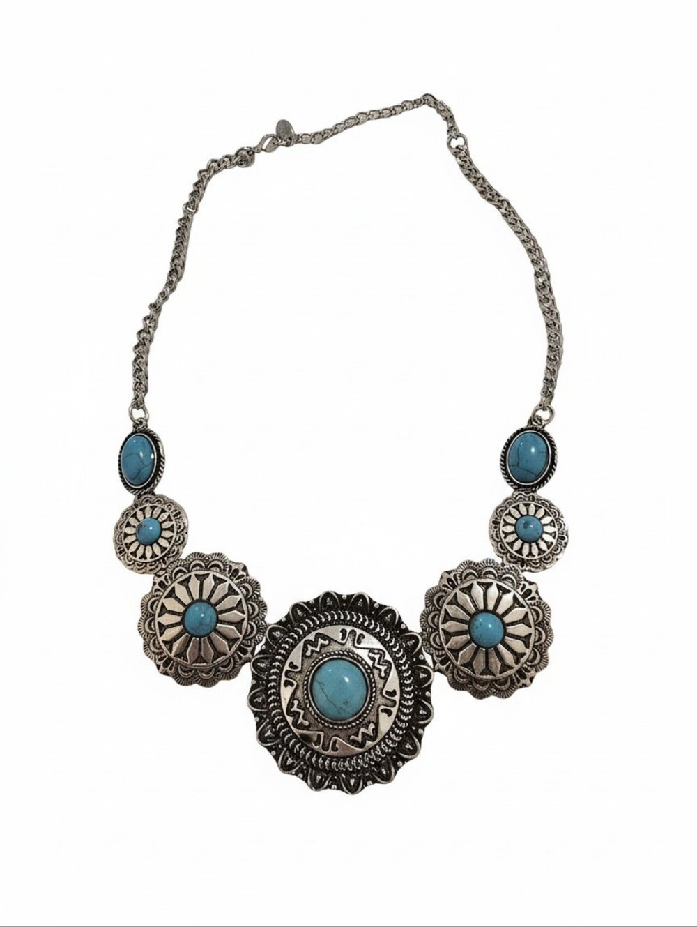 Silver-Tone Turquoise Statement Necklace - Women Jewelry